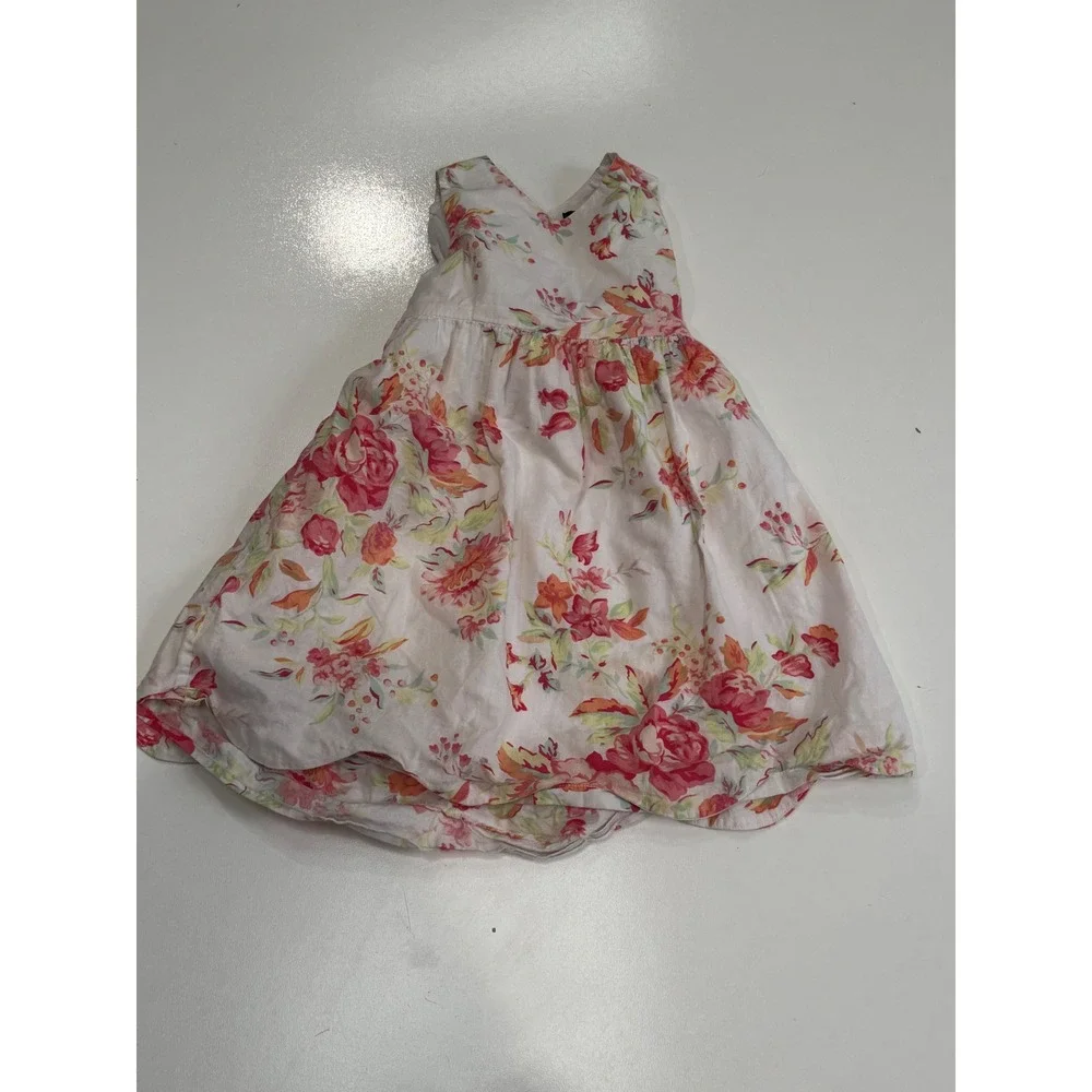 Ralph Lauren Baby Girl Floral Cotton Sun Dress Pink Orange White 12M
